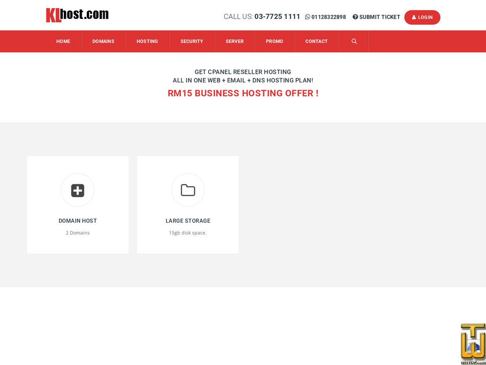 Taken on 10 August, 2026 screenshot of RM15 Business Hosting Offer from klhost.com