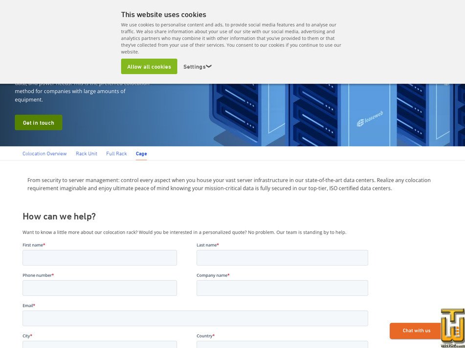 screenshot of Private Cage from leaseweb.com