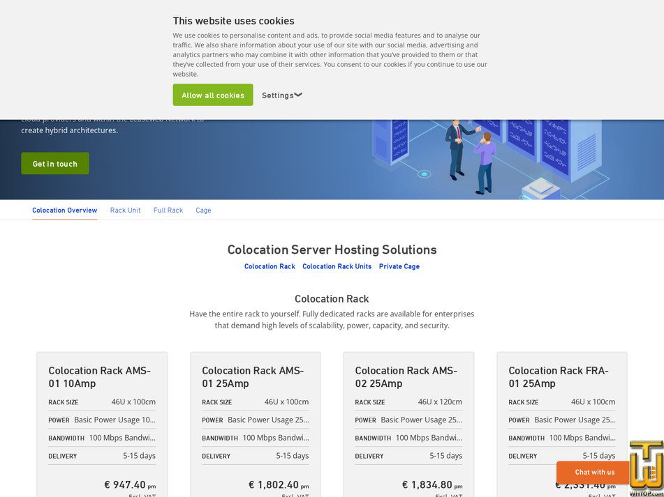 Taken on 30 January, 2026 screenshot of Colocation Rack Unit FRA-01 1U 1Amp from leaseweb.com