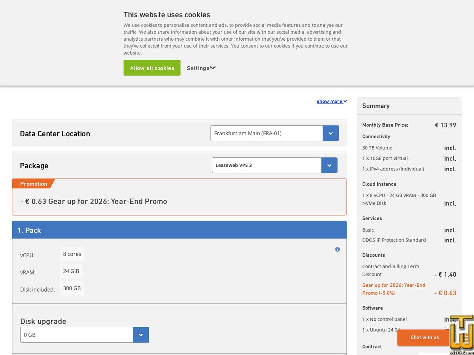 Taken on 30 January, 2026 screenshot of VPS 3 from leaseweb.com