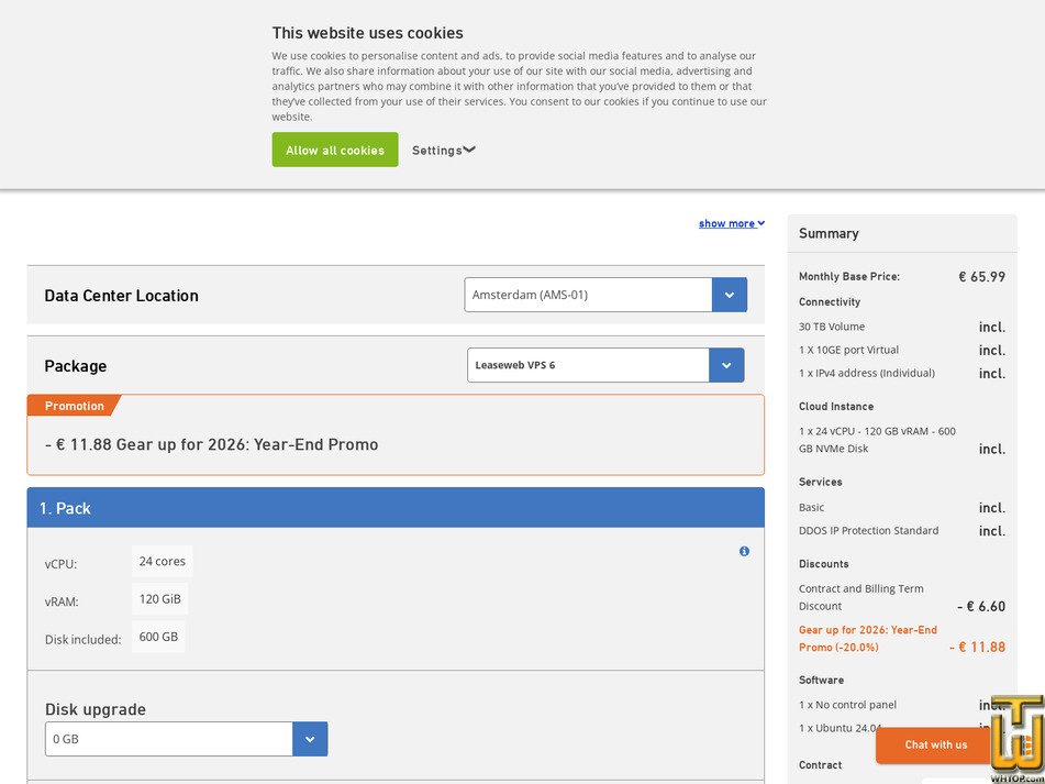 Taken on 30 January, 2026 screenshot of VPS 6 from leaseweb.com