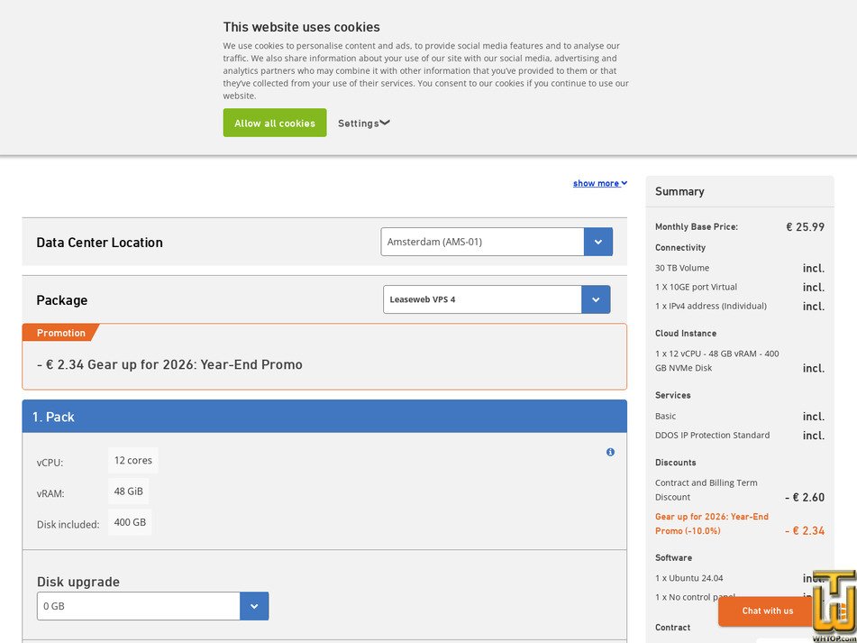 Taken on 30 January, 2026 screenshot of VPS 4 from leaseweb.com