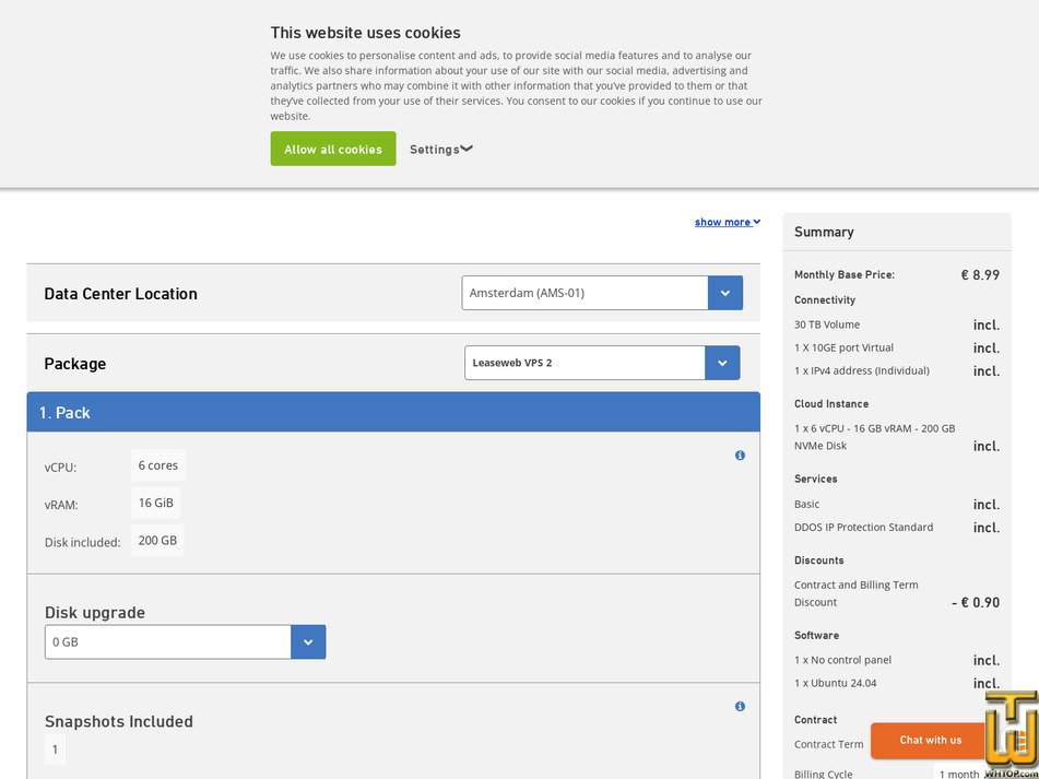 Taken on 30 January, 2026 screenshot of VPS 2 from leaseweb.com
