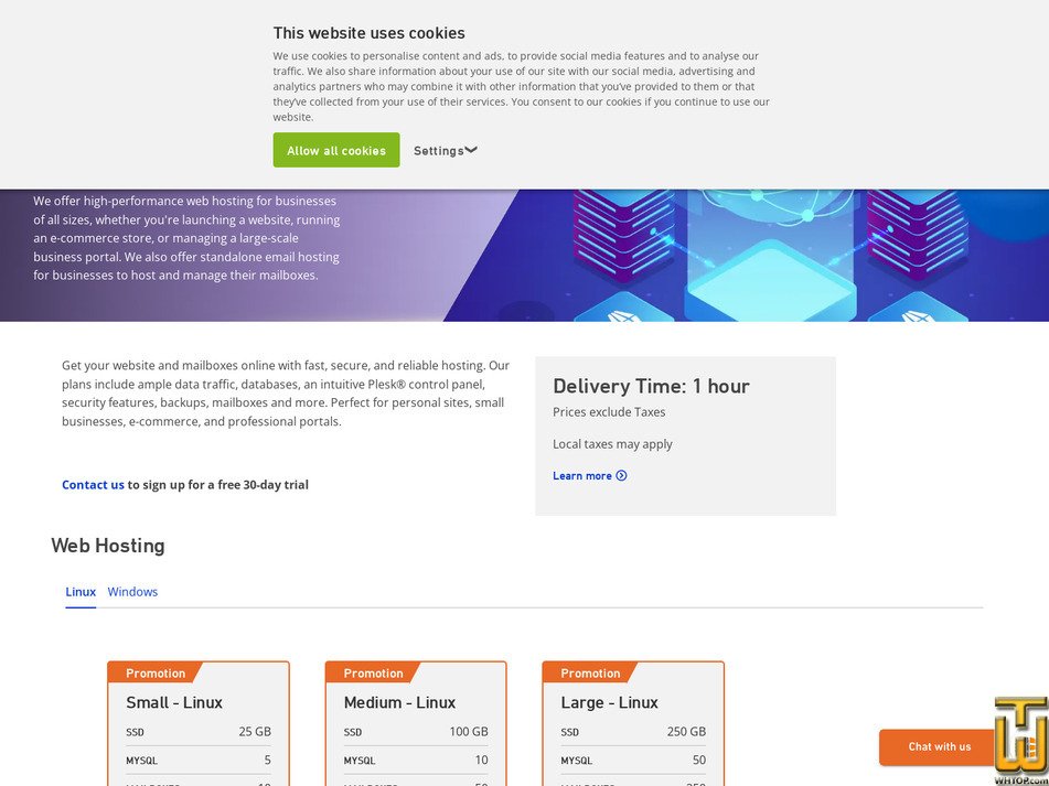 screenshot of Email Hosting from leaseweb.com