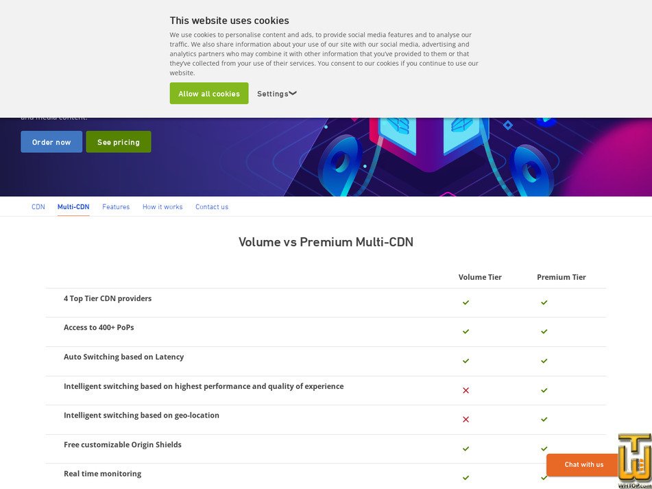 screenshot of Multi-CDN Volume 100 TB from leaseweb.com