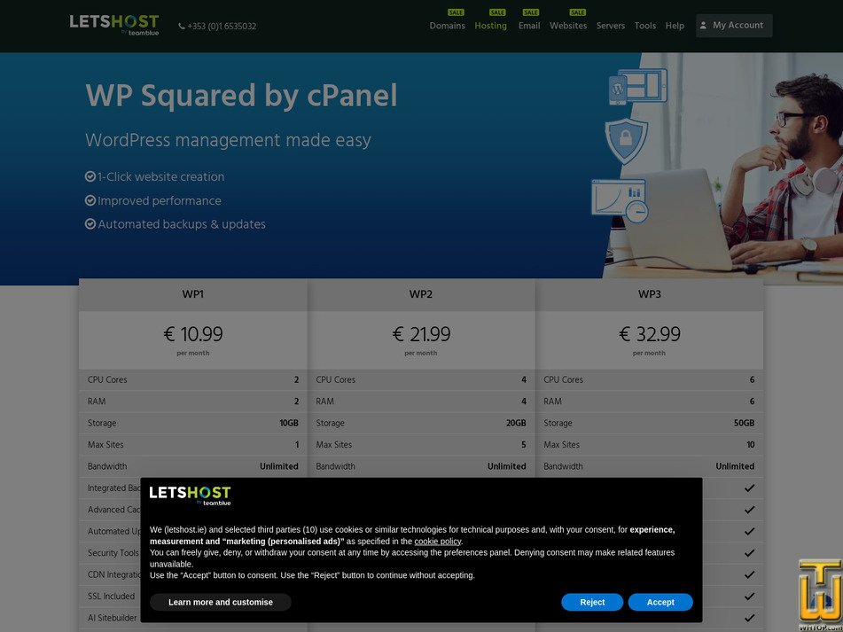 Taken on 4 July, 2026 screenshot of WP3 from letshost.ie