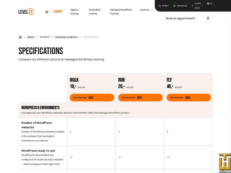Taken on 23 September, 2026 screenshot of Managed WordPress Fly from level27.be