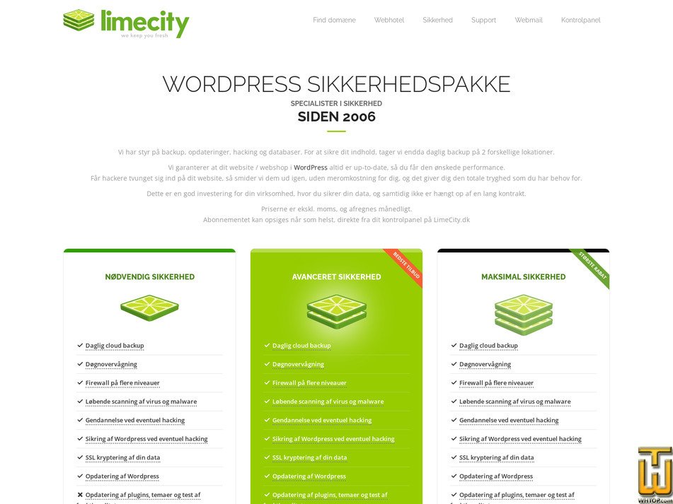Taken on 6 May, 2026 screenshot of AVANCERET SIKKERHED from limecity.dk