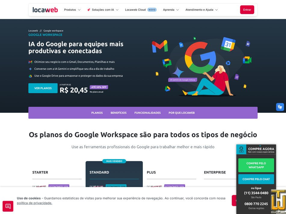 Taken on 17 April, 2026 screenshot of Google Workspace Standard from locaweb.com.br