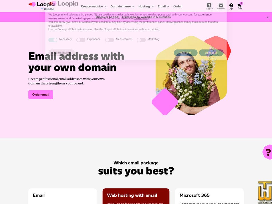 screenshot of Email from loopia.se