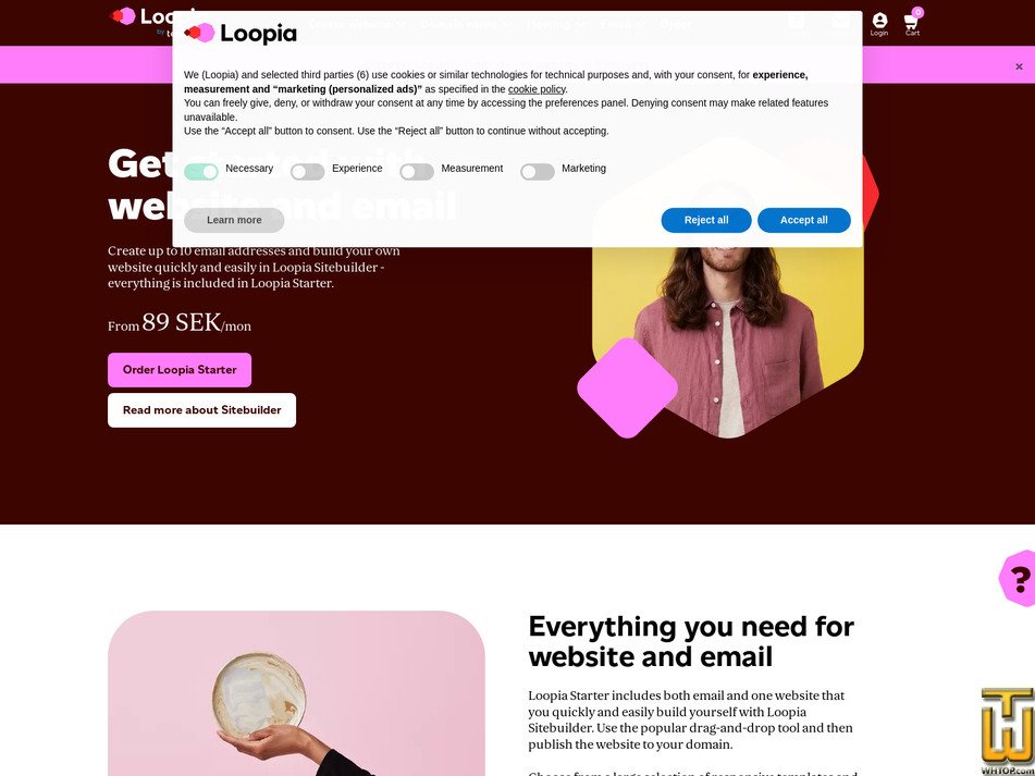 Taken on 27 April, 2026 screenshot of Starter from loopia.se
