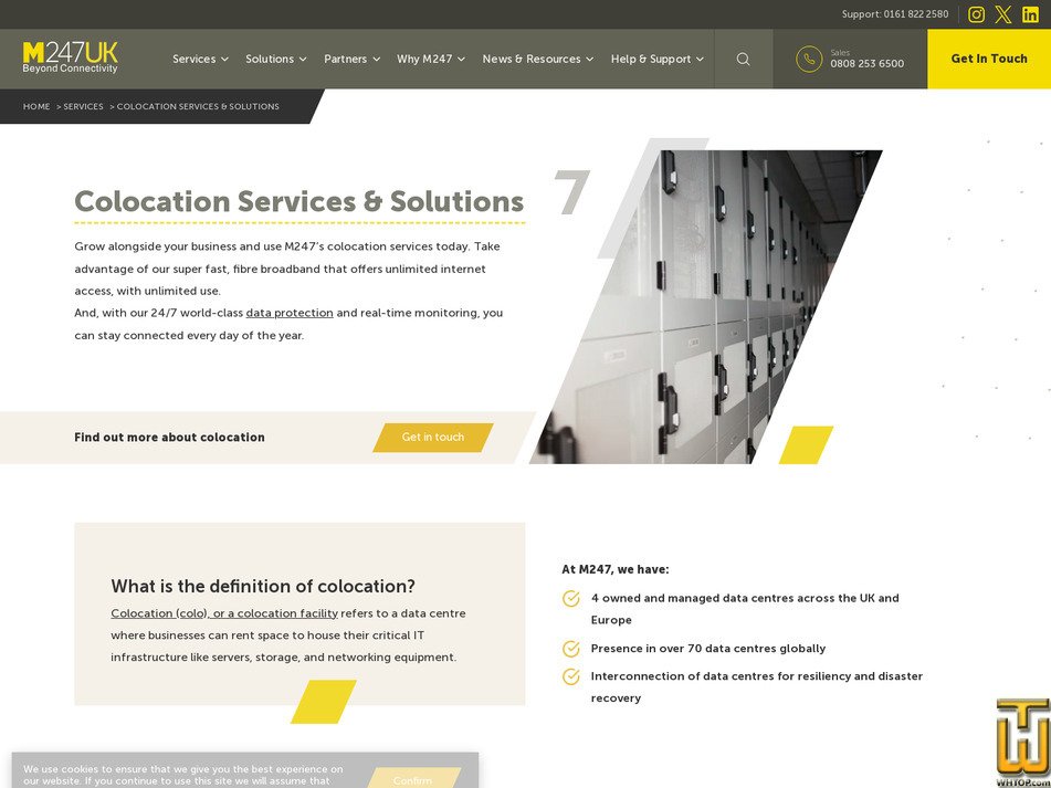 Taken on 13 February, 2026 screenshot of Colocation Services & Solutions from m247.com
