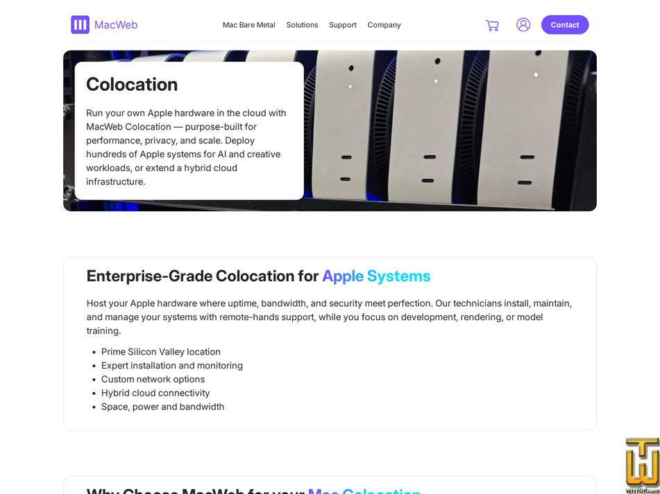 Taken on 13 February, 2026 screenshot of Colocation from macweb.com