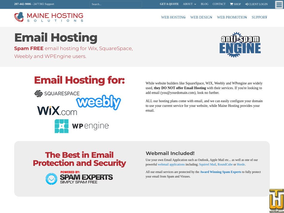 screenshot of Advanced Hosting Plan from mainehost.com