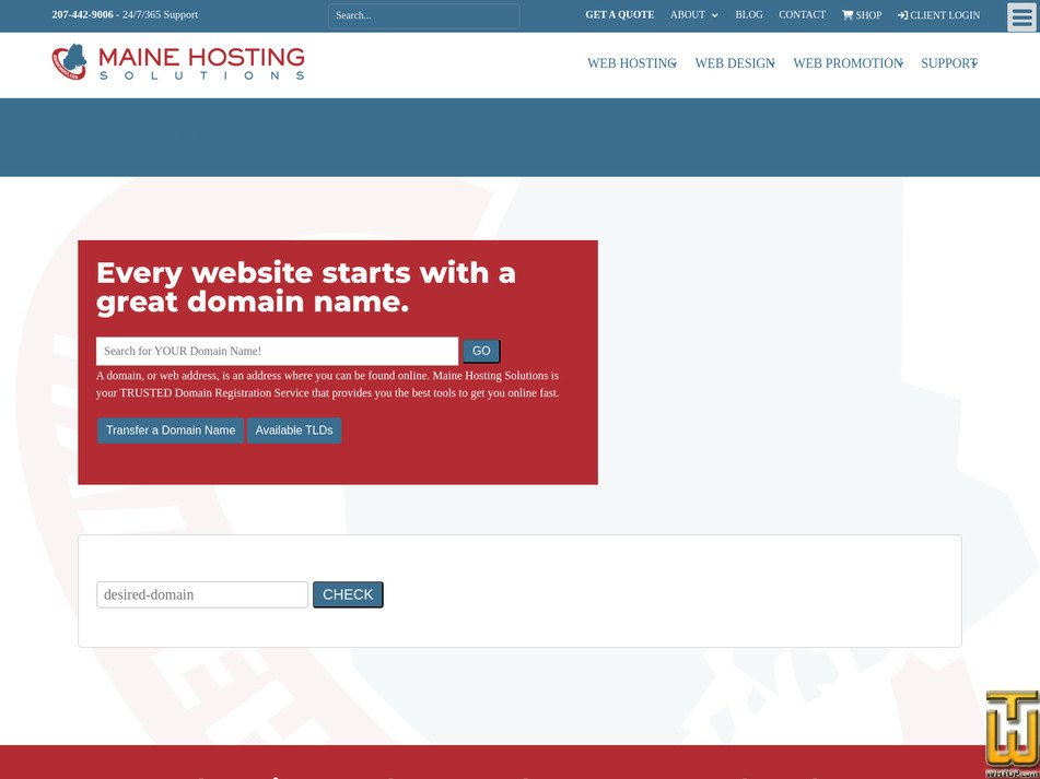 screenshot of .COM from mainehost.com