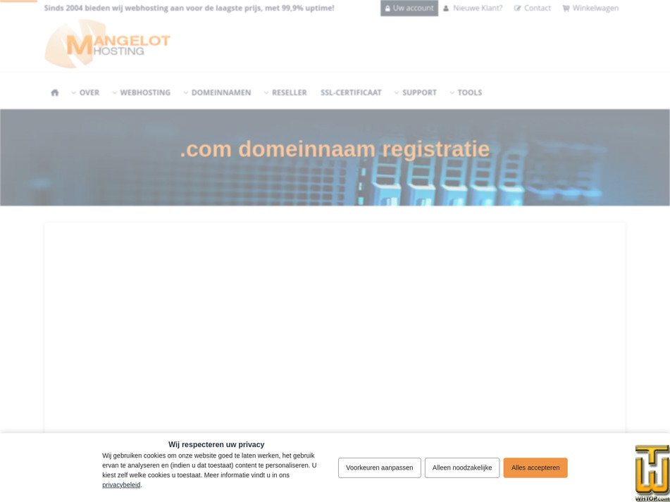Taken on 12 July, 2026 screenshot of .com from mangelot-hosting.nl