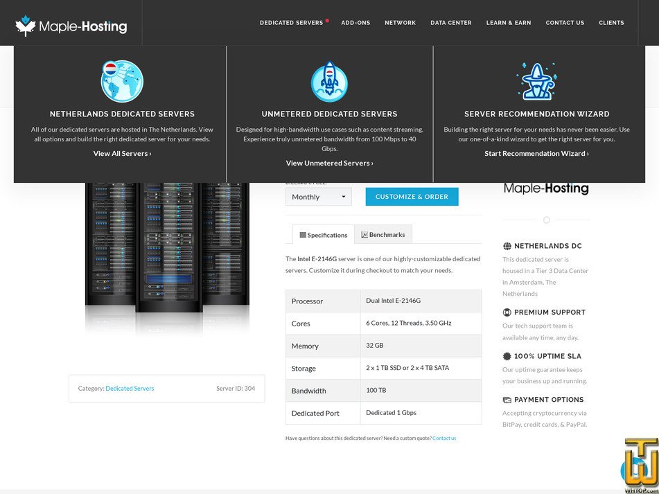 Taken on 25 March, 2026 screenshot of Intel E-2146G from maple-hosting.com
