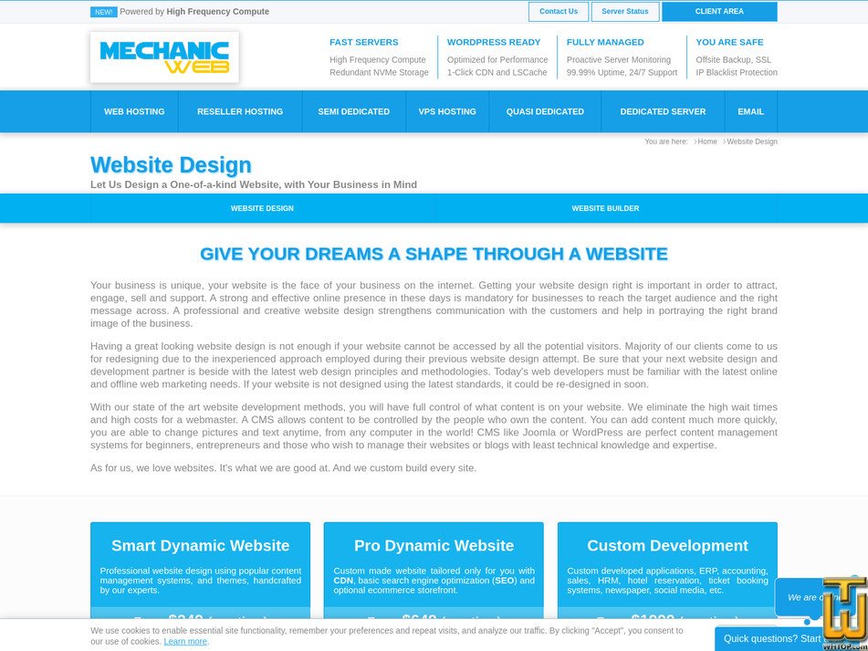 Taken on 1 September, 2026 screenshot of Pro Dynamic Website from mechanicweb.com