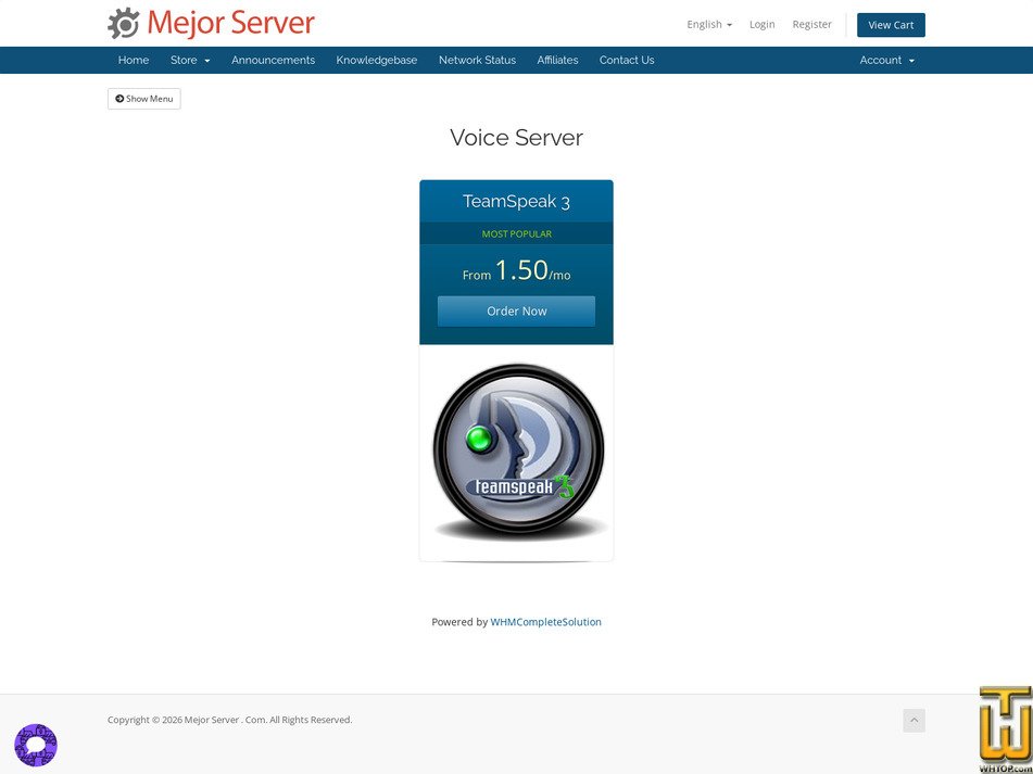 Taken on 30 April, 2026 screenshot of VPS from mejorserver.com