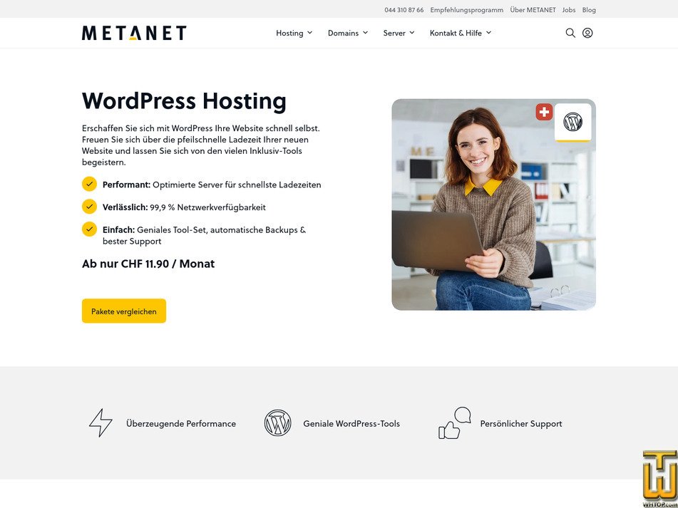 Taken on 1 July, 2026 screenshot of WordPress Hosting S from metanet.ch