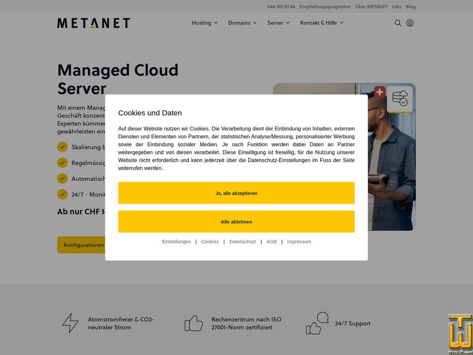 Taken on 1 July, 2026 screenshot of Managed Server S from metanet.ch