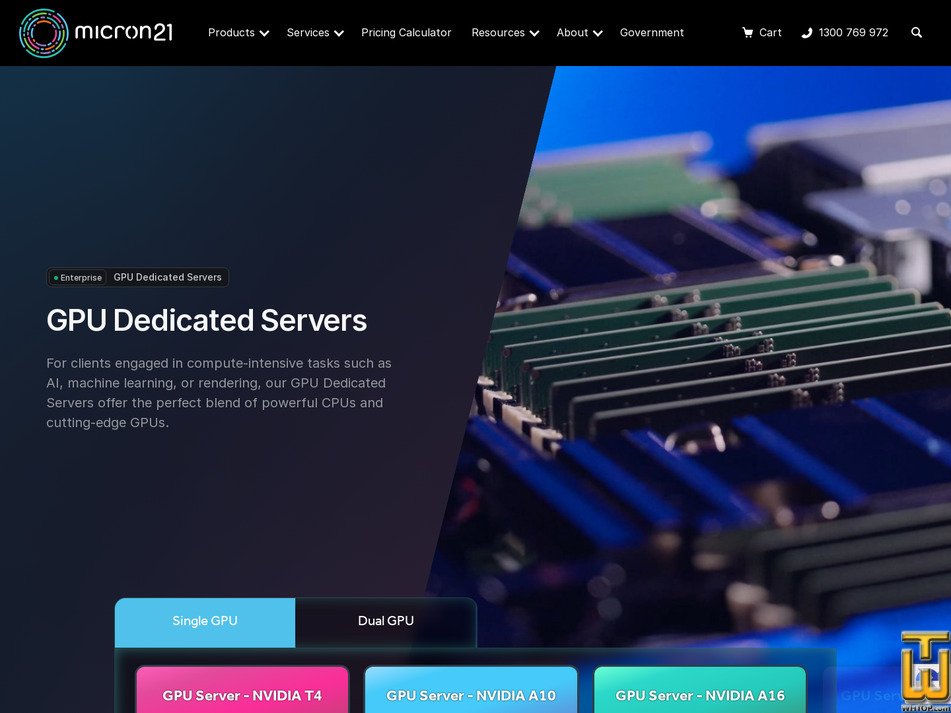 Taken on 19 January, 2026 screenshot of GPU Server - NVIDIA A10 from micron21.com
