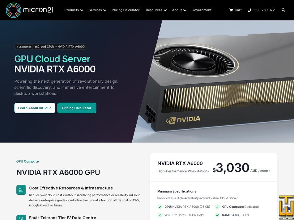 Taken on 19 January, 2026 screenshot of NVIDIA RTX A6000 from micron21.com
