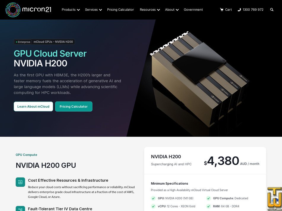 screenshot of NVIDIA H200 from micron21.com