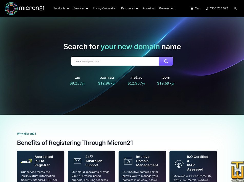 screenshot of .com from micron21.com