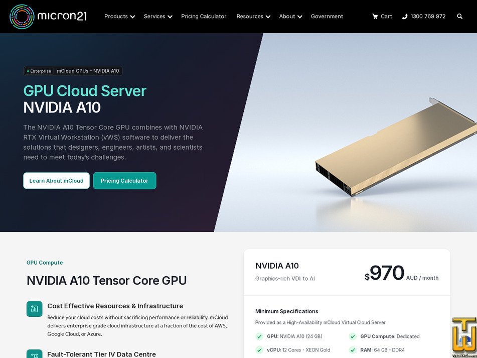 screenshot of NVIDIA A10 from micron21.com