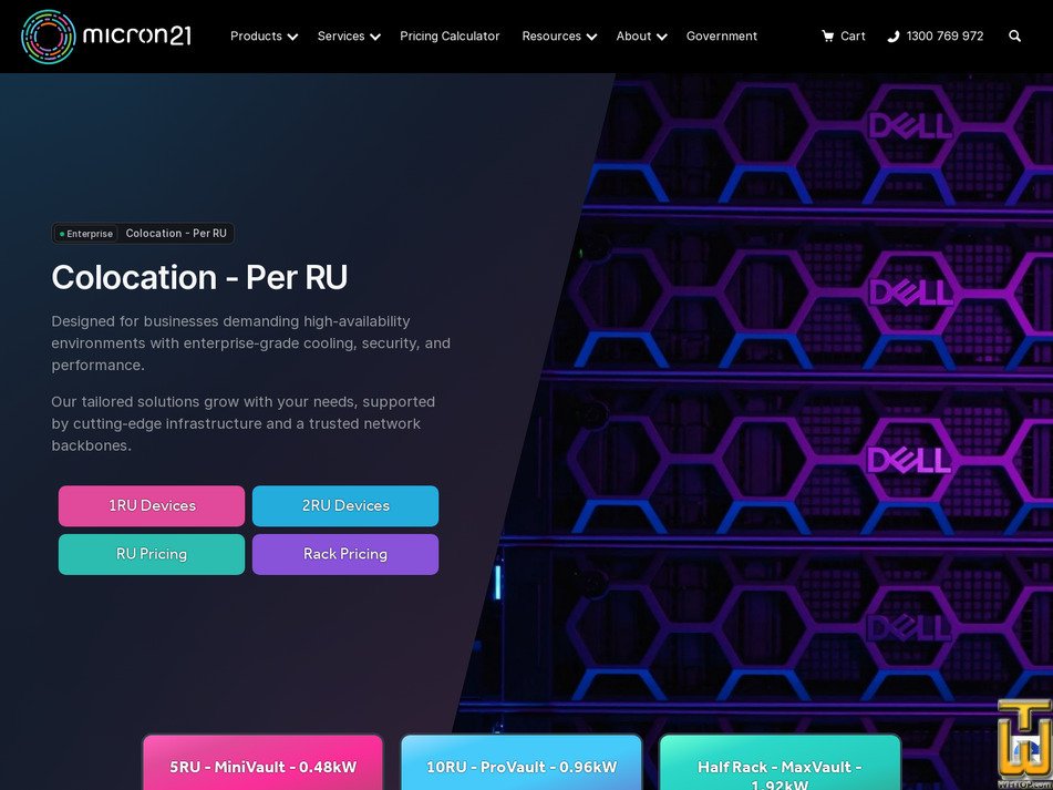 screenshot of 5RU - MiniVault - 0.48kW from micron21.com