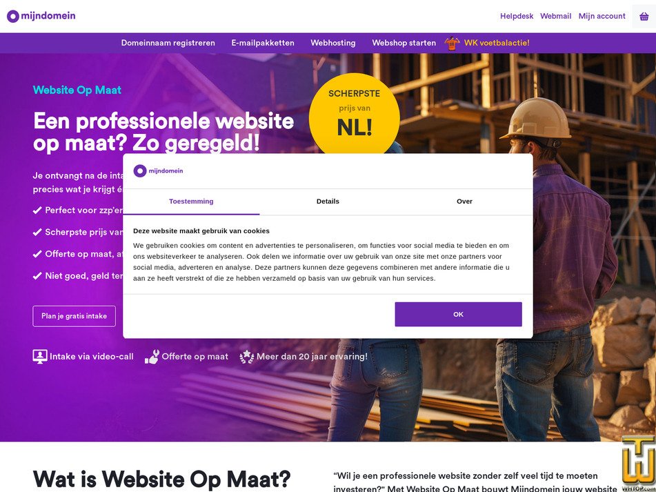 screenshot of Website Op Maat from mijndomein.nl