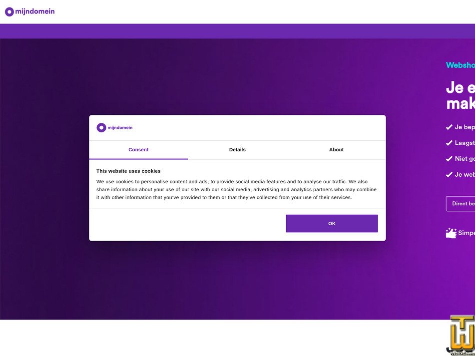 Taken on 17 May, 2026 screenshot of Webshop Laten Maken from mijndomein.nl