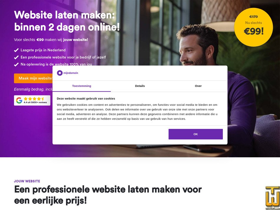 Taken on 17 May, 2026 screenshot of Maak Mijn Website from mijndomein.nl