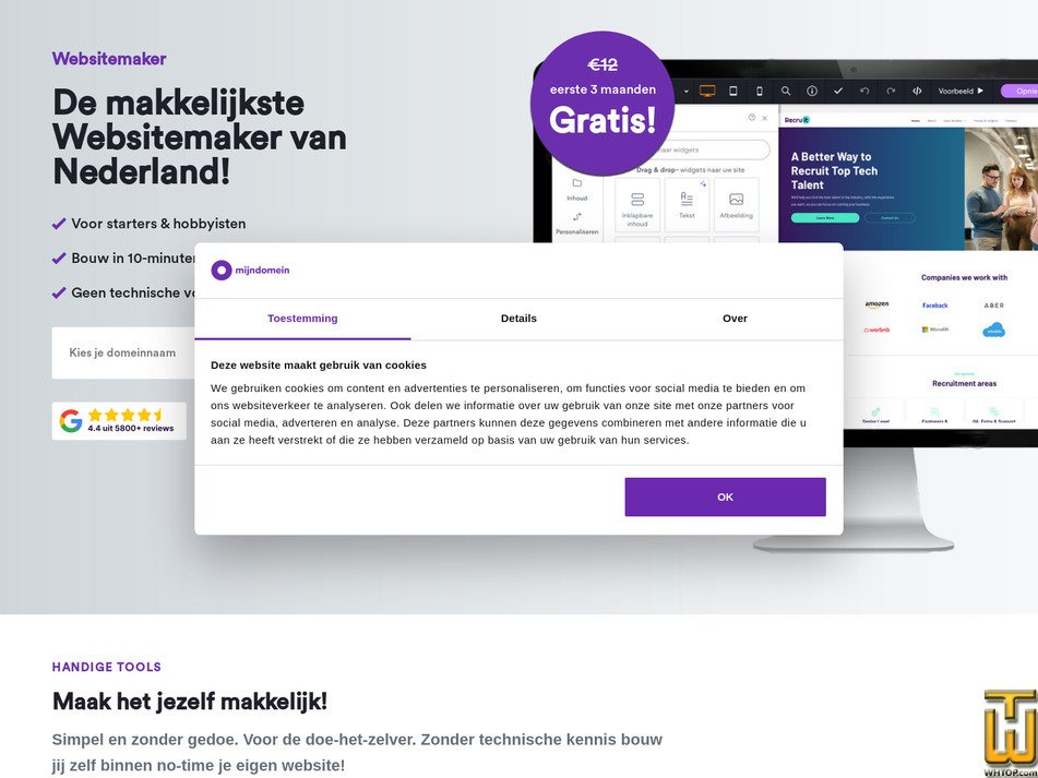 Taken on 17 May, 2026 screenshot of Website Maker from mijndomein.nl