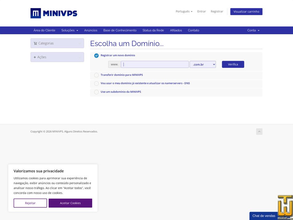 Taken on 13 April, 2026 screenshot of Avançado from minivps.com.br