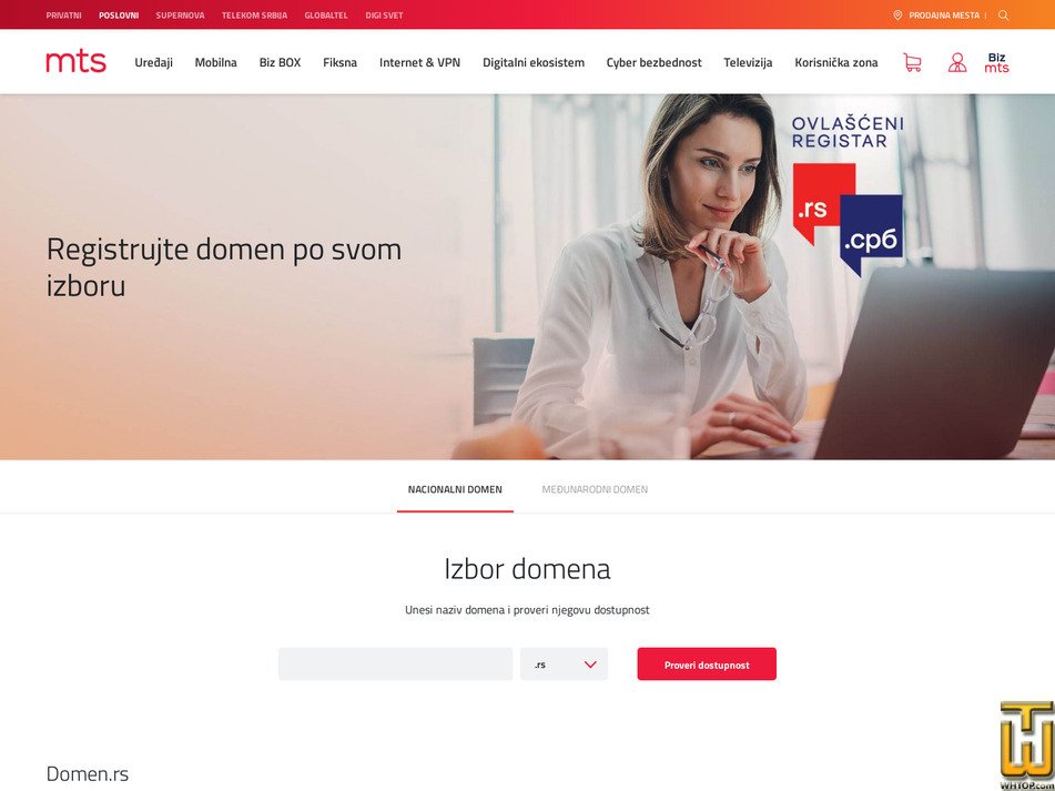 Taken on 14 May, 2026 screenshot of .com from mts.rs