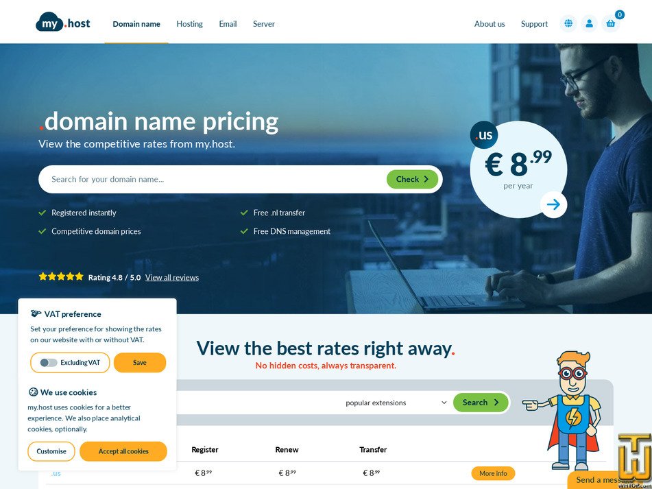 screenshot of .com from my.host