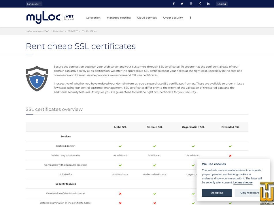 Taken on 10 August, 2026 screenshot of Alpha SSL from myloc.de