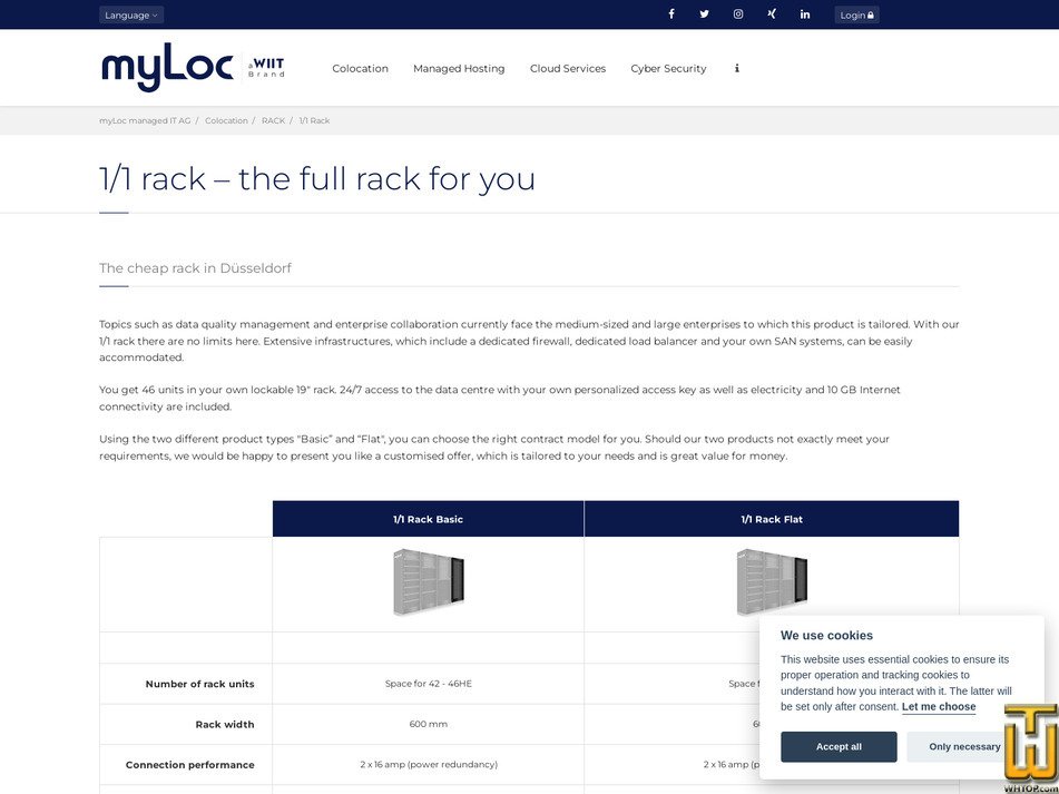 screenshot of 1/1 Rack Basic - Düsseldorf from myloc.de