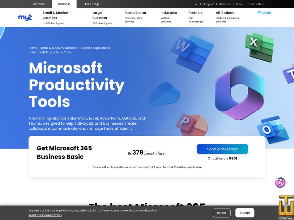 Taken on 26 July, 2026 screenshot of Microsoft 365 Business Basic from myt.mu