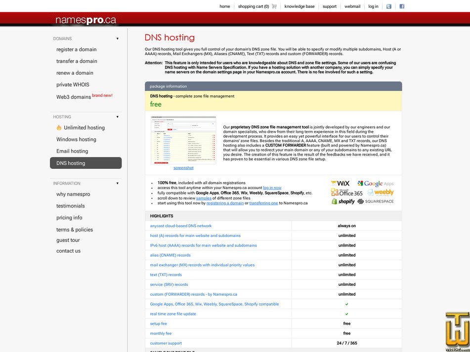 Taken on 10 May, 2026 screenshot of DNS hosting from namespro.ca