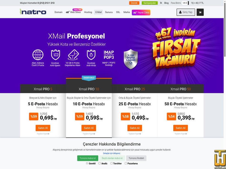 Taken on 15 January, 2026 screenshot of XMail Pro 50 from natro.com