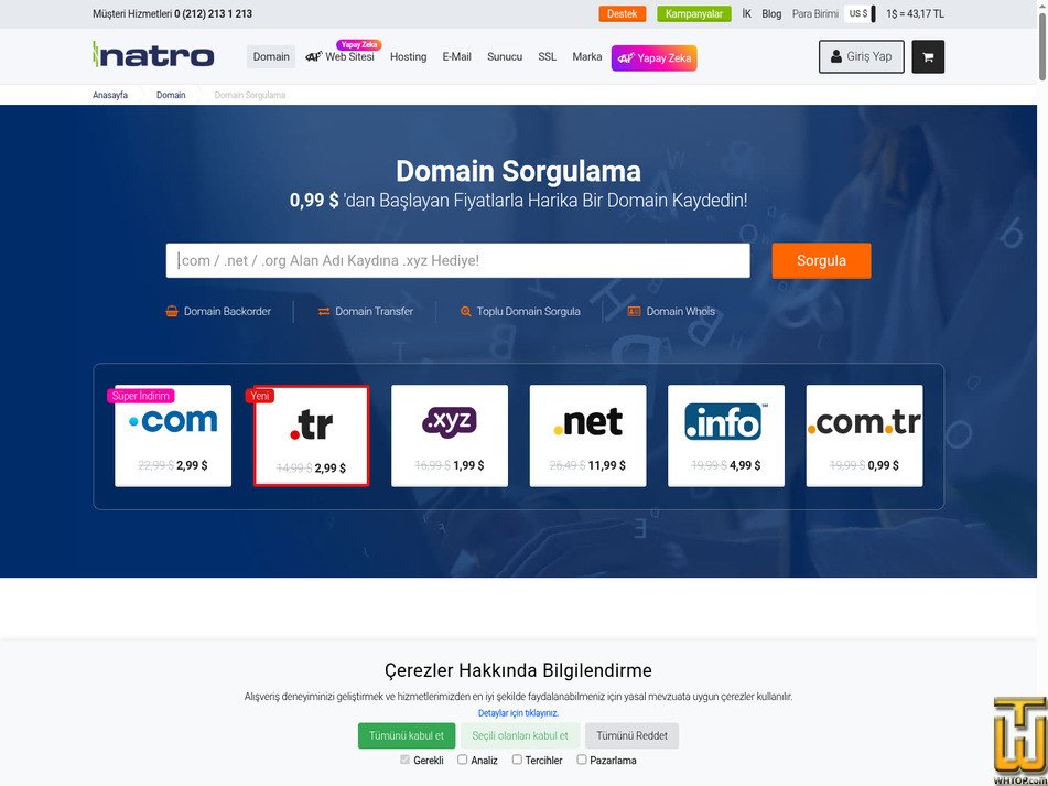 ekran görüntüsü .COM itibaren natro.com