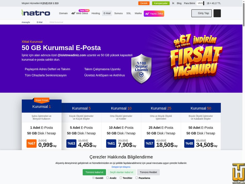 screenshot of XMail Kurumsal 50 from natro.com