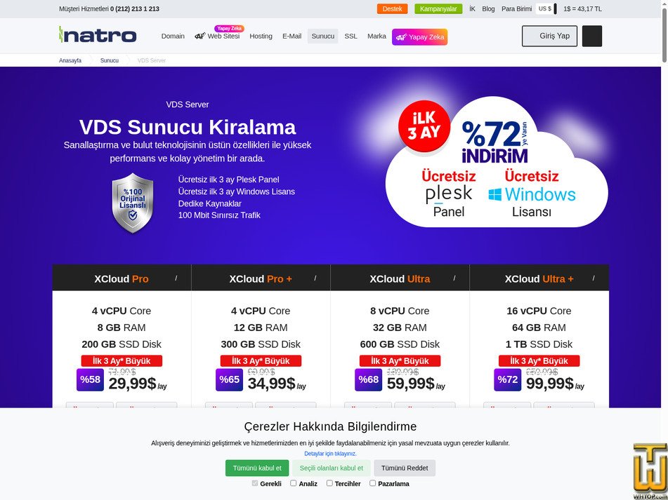 Alınan 15 Ocak, 2026 ekran görüntüsü XCloud Pro itibaren natro.com