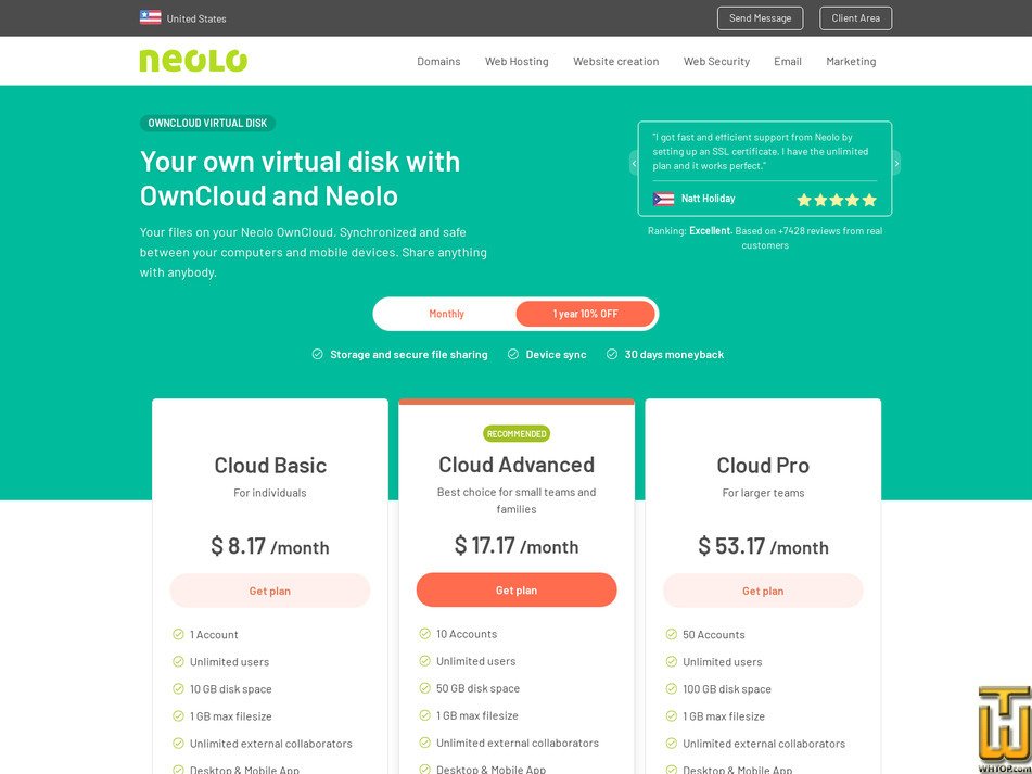 Taken on 16 March, 2026 screenshot of Cloud Pro from neolo.com