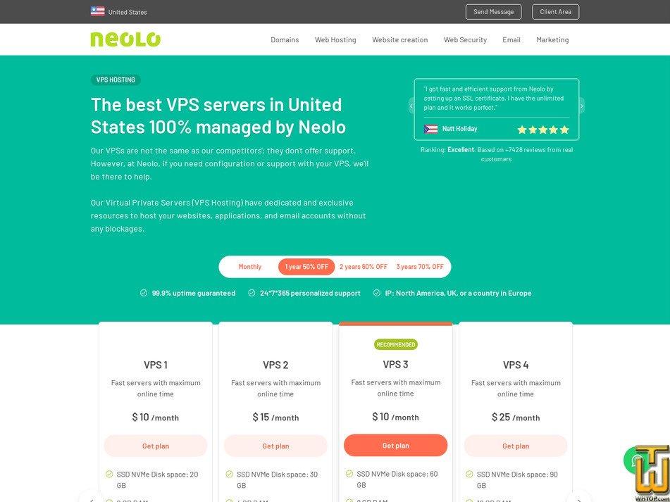 Taken on 16 March, 2026 screenshot of VPS 2 from neolo.com