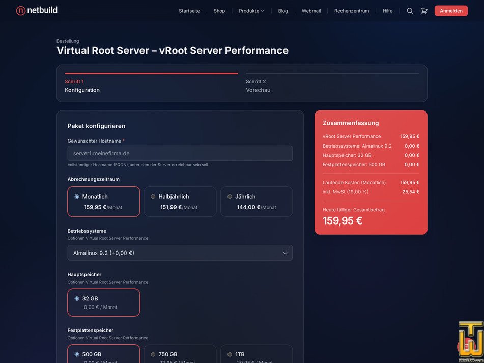 screenshot of vRoot Server Performance from netbuild.net