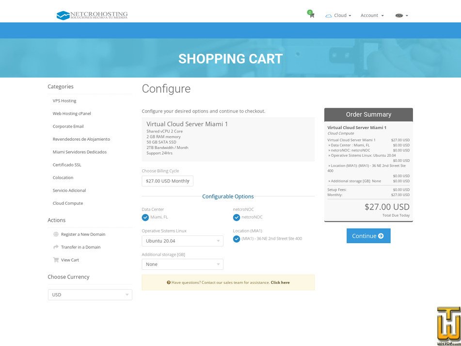 screenshot of Cloud Miami 1 from netcrohosting.com
